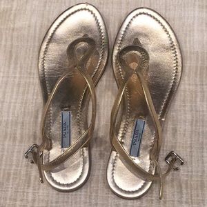 Prada gold flat sandal